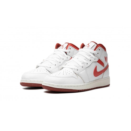 Nike Air Jordan 1 NZ Mid GradeSchool White Dune Red FJ3464-160 Footwear