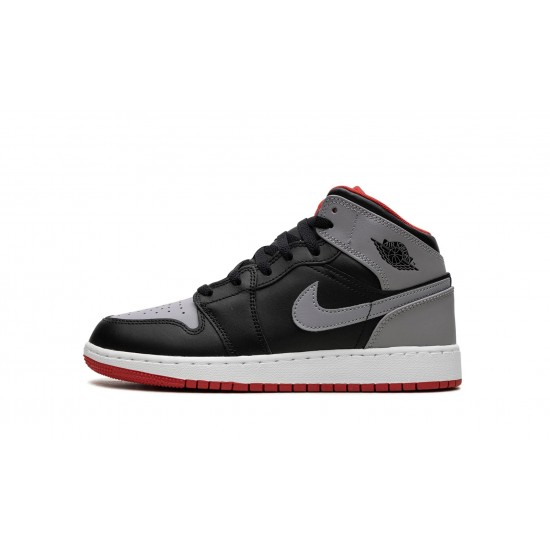 Nike Air Jordan 1 NZ Mid GradeSchool Black Grey Red DQ8423-006 Footwear