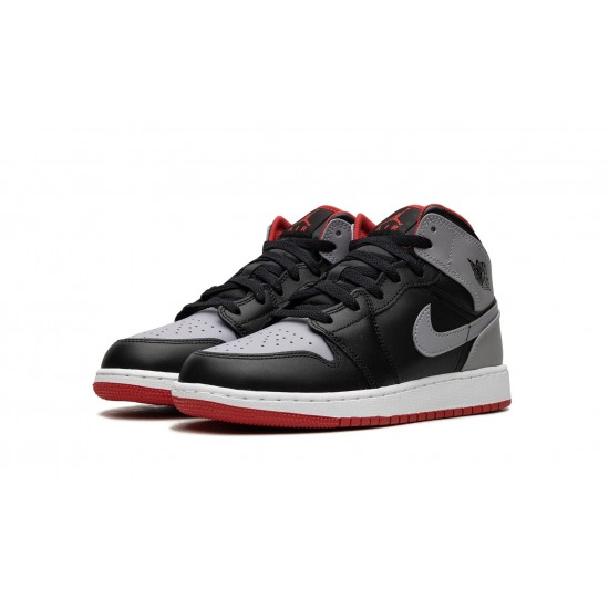 Nike Air Jordan 1 NZ Mid GradeSchool Black Grey Red DQ8423-006 Footwear