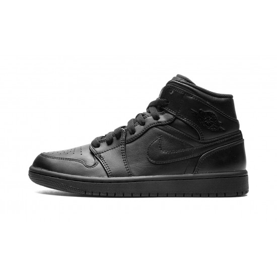 Nike Air Jordan 1 NZ Mid Mens Triple Black 554724-093 Footwear