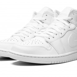 Nike Air Jordan 1 NZ Mid Mens Triple White 554724-136 Footwear