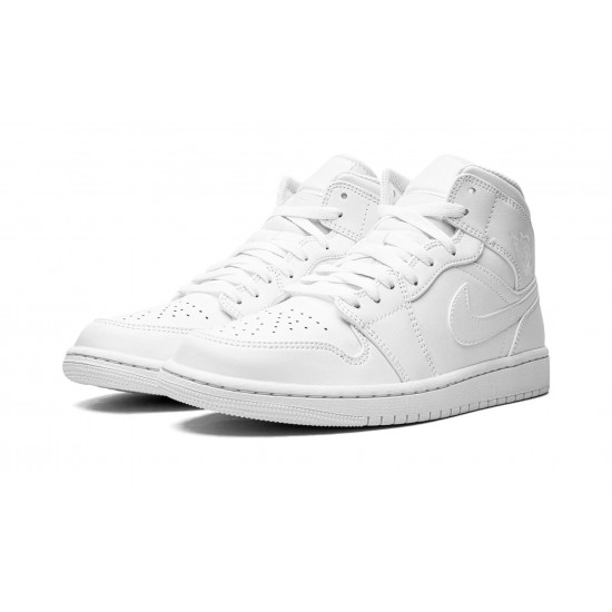 Nike Air Jordan 1 NZ Mid Mens Triple White 554724-136 Footwear