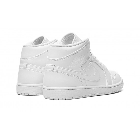 Nike Air Jordan 1 NZ Mid Mens Triple White 554724-136 Footwear