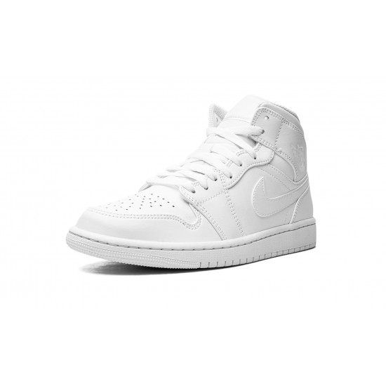 Nike Air Jordan 1 NZ Mid Mens Triple White 554724-136 Footwear