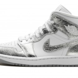 Nike Air Jordan 1 NZ Mid Womens SE Metallic Silver FN5031-100 Footwear