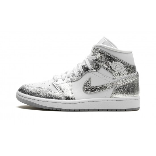 Nike Air Jordan 1 NZ Mid Womens SE Metallic Silver FN5031-100 Footwear