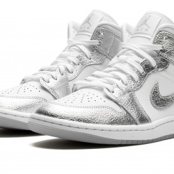 Nike Air Jordan 1 NZ Mid Womens SE Metallic Silver FN5031-100 Footwear